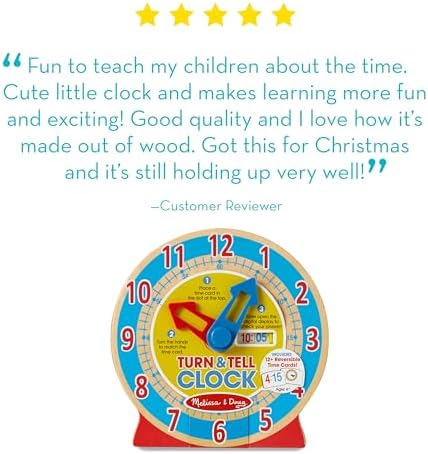 Melissa Doug Turn Tell Wooden Clock Red 1