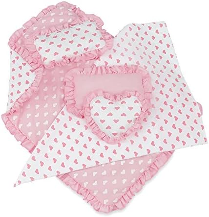 Emily Rose 18 Inch Doll Pink Heart Bedding Set