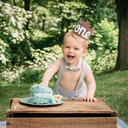 1st Birthday Mini Wood Crown Hat for Boys - Woodland Smash Cake Crown