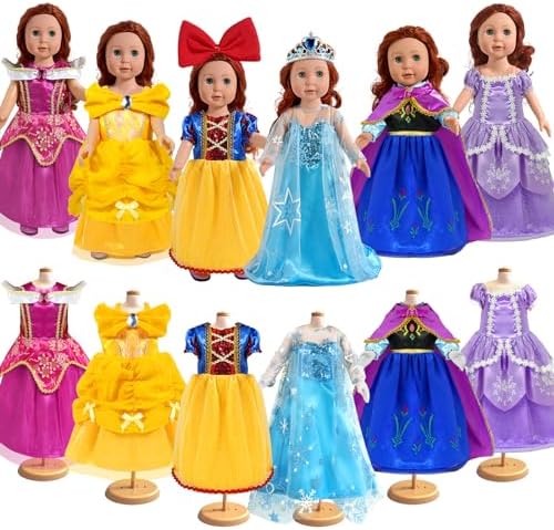 WONDOLL 18 Inch Princess Dress 6Pcs Costume Set