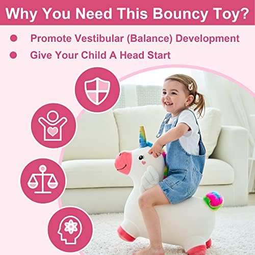 iPlay iLearn Bouncy Unicorn Hopper Toy for Toddlers