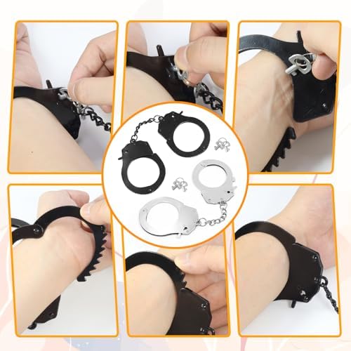 2Pcs Metal Toy Handcuffs with Keys for Halloween Play Props
