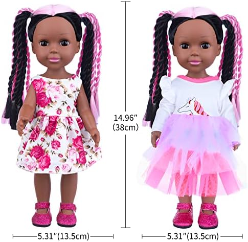 ZNTWEI 145 Inch Black Baby Doll with Clothes and Accessories Set