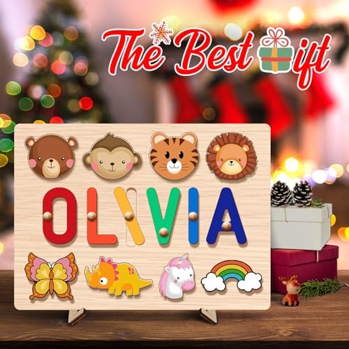 Personalized Name Puzzle for Kids - 1-3 Year Old Wooden Toy