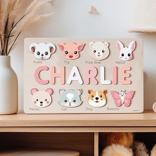 Personalized Wooden Name Puzzle with Animal Theme for Toddlers