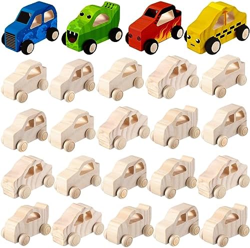 Chivao 24 Piece Wooden Car DIY Kit for Kids