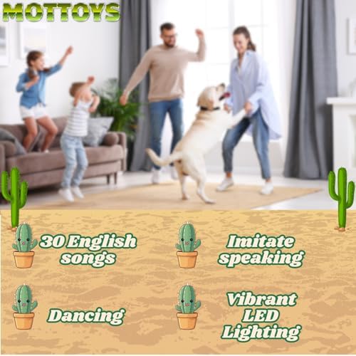 MOTTOYS Dancing Talking Cactus - 12 Inch Interactive Plush Toy
