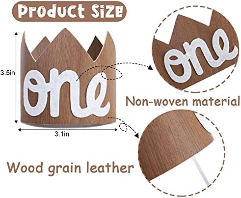 1st Birthday Mini Wood Crown Hat for Boys - Woodland Smash Cake Crown