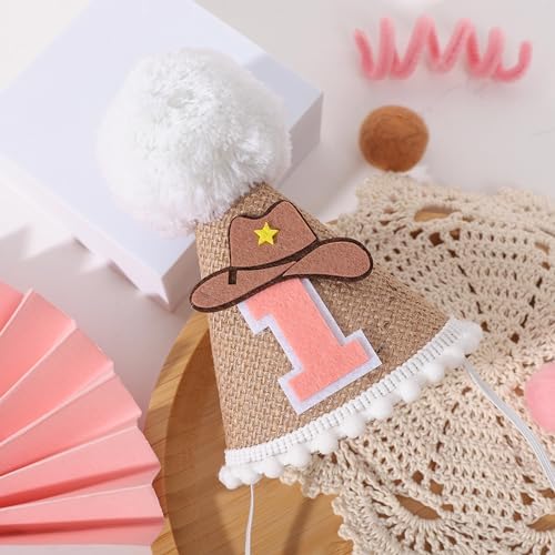 TERJIO Cowboy Cone First Birthday Hat - Western Party Prop 1