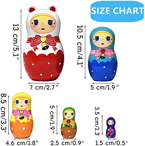 Sezrgiu Russian Matryoshka Wooden Nesting Dolls Set 5PCSBaby Son Pattern