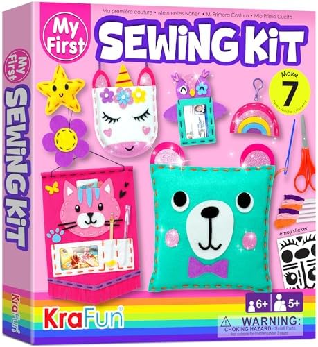 KRAFUN First Sewing Kit for Kids 7 Easy DIY Projects