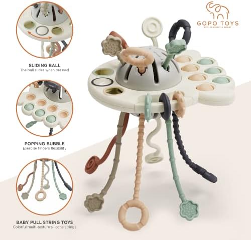 GOPO TOYS Pull String Silicone Activity Toy for 18 Months