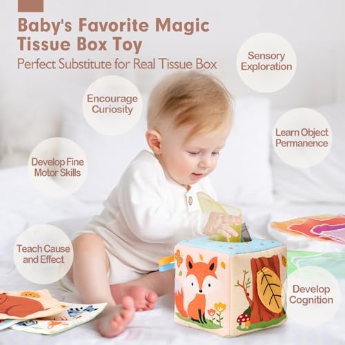 Hahaland Baby Tissue Box Toy for 6-12 Months