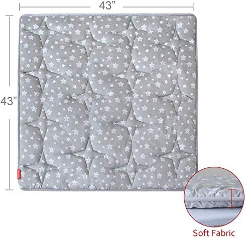 Moonsea Teepee Play Tent Mat 43x43 Quilted Square Pad with Non-Slip Backing