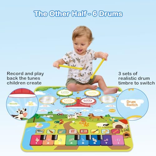 Foki 3-in-1 Musical Mat for Kids 1-5 Years 1