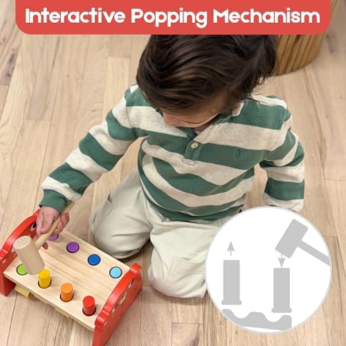 TOYSTERS Wooden Whack-a-Mole Toy for Toddlers