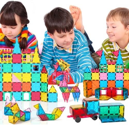 Jasonwell 65pcs Magnetic Tiles Building Blocks Set