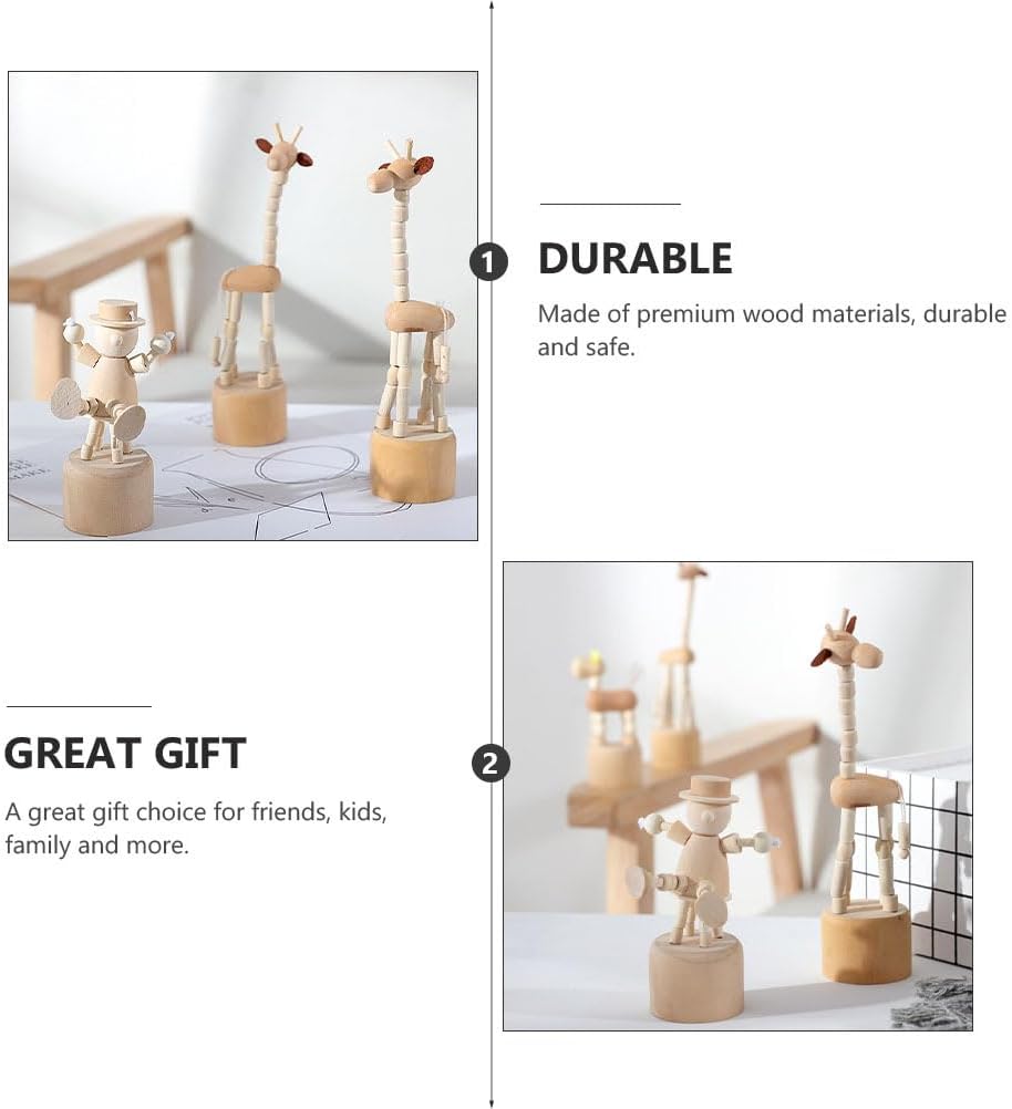 3Pcs Wooden Finger Puppets for DIY Crafts and Decor