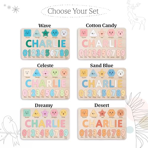 Personalized Wooden Name Puzzle for Kids Customizable with Numbers and Shapes