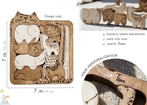 Handmade Wooden Animal Puzzle for Toddlers 3-5