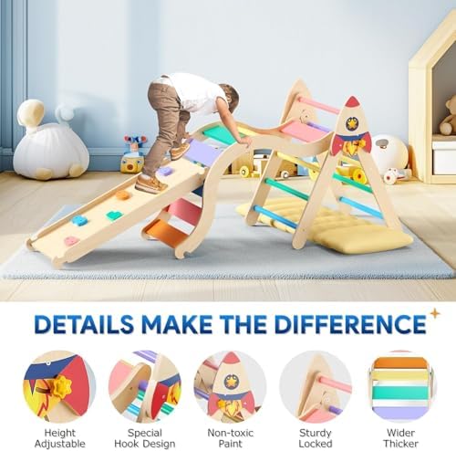 KidsBuddy Pikler Triangle Set with Cushion 9-in-1 1