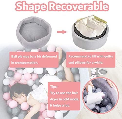 LA FEIER Foam Ball Pit with 200 Balls - Grey