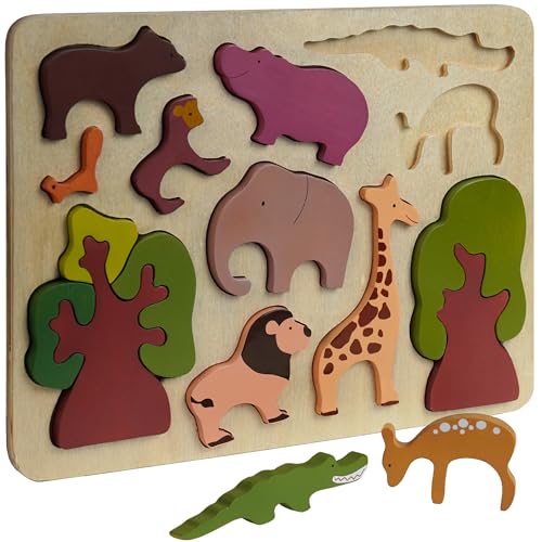 Chippi Co Wooden Peg Puzzles for Toddlers 1-3