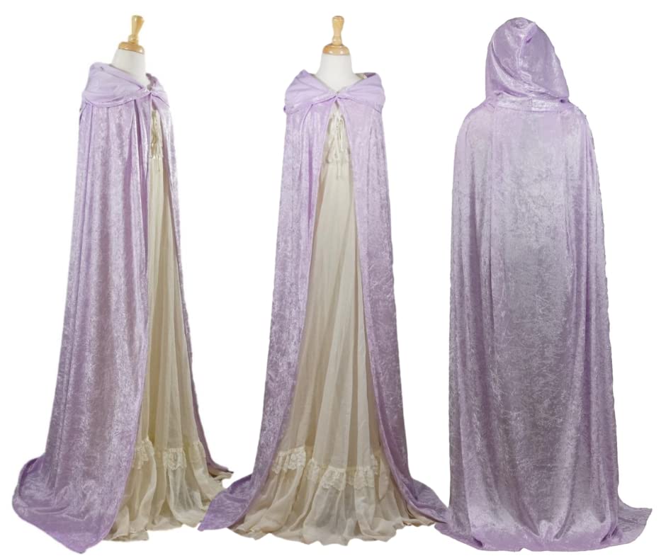 Light Purple Lavender Velvet Hooded Cape for All Sizes