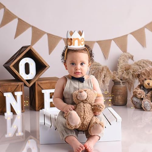 LINZYING Teddy Bear 1st Birthday Crown Hat