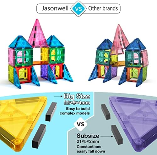 Jasonwell 100pcs Magnetic Tiles Building Blocks Set