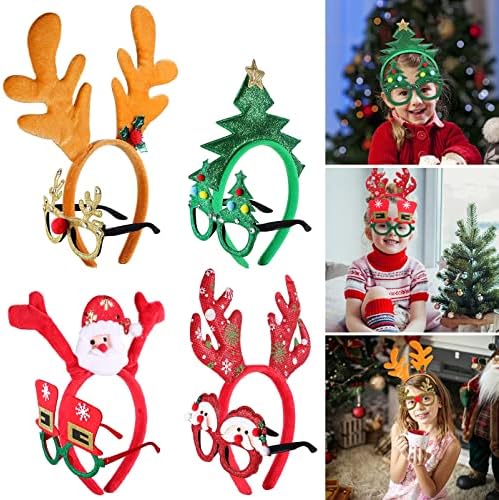 FRCOLOR Christmas Headbands and Glasses Frame Set