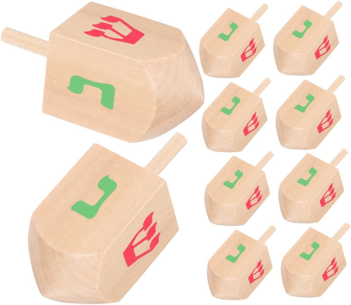 10-Piece Wooden Gyroscope Toys for Kids