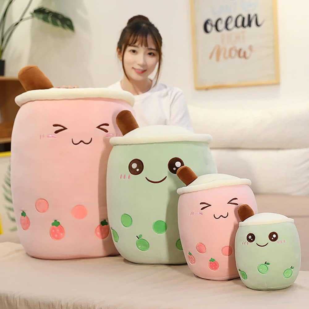 Cute Boba Plushie Pillow with Milk Tea Cup Design