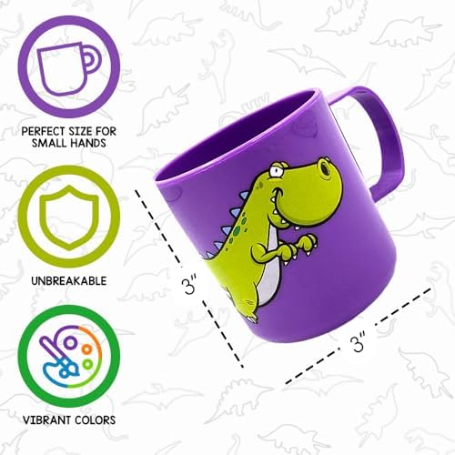 ArtCreativity Dinosaur Mugs Set of 4 3-Inch Kids Cups
