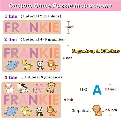 Vnque Personalized Wooden Name Puzzles for Kids