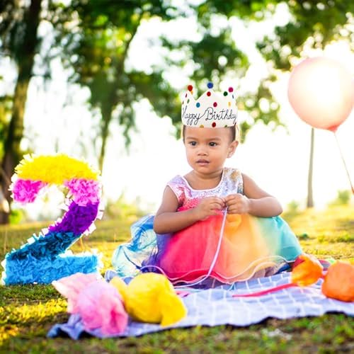 Meygajoe Hand Embroidered Birthday Crown for Kids