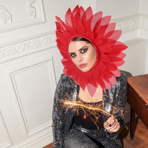 Luxshiny Red Flower Costume Headpiece Party Hat