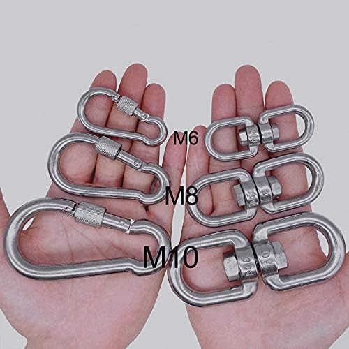 Velomill 304 Stainless Steel Swivel Eye Hook M8 Double Ended with Snap Hooks