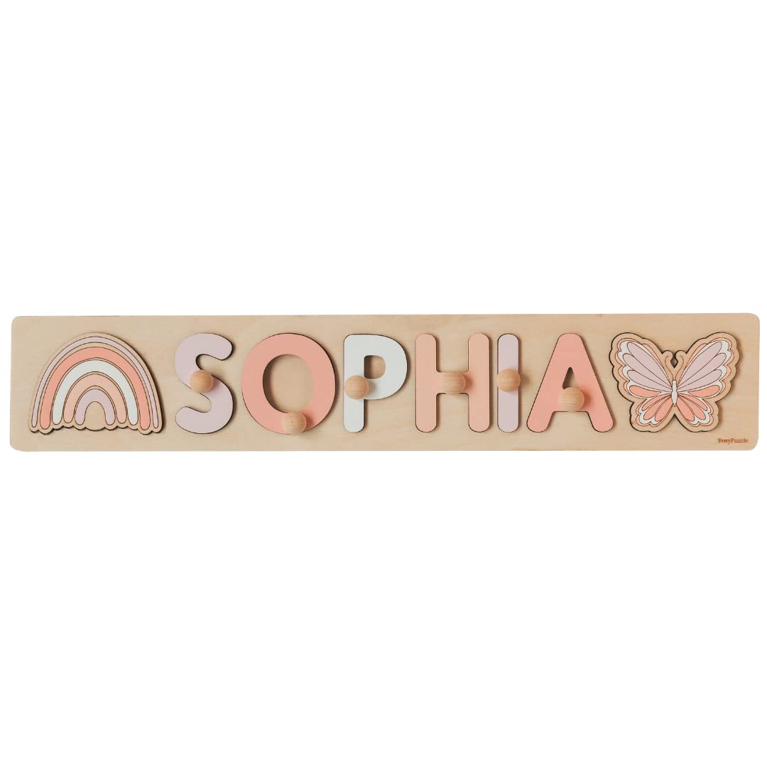 Personalized Name Puzzle with Butterfly Rainbow for Baby Girl
