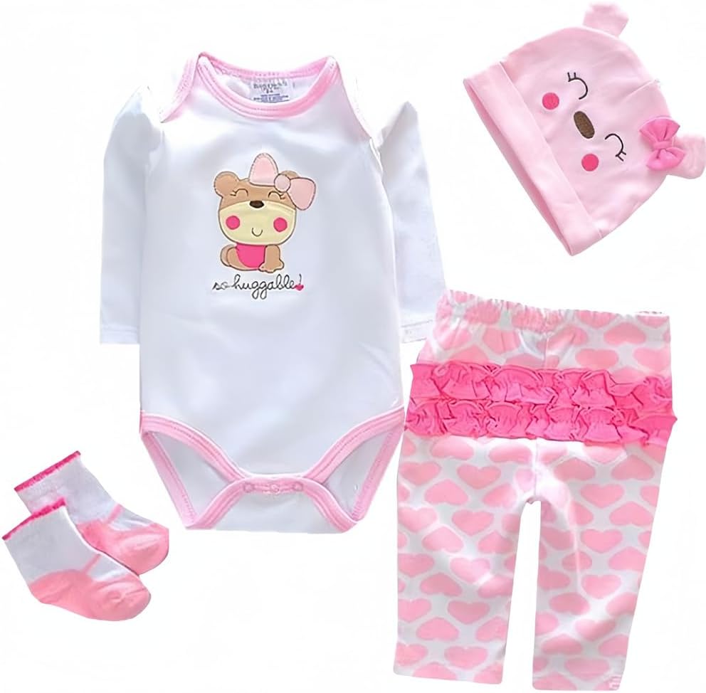 Reborn Baby Doll Clothes 4pcs Set for 17-22 Inch Girl