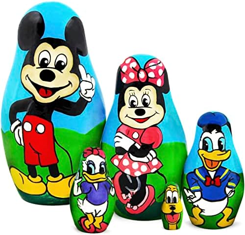 Matryoshka Russian Nesting Wooden Dolls Cartoon Set 5 Pcs