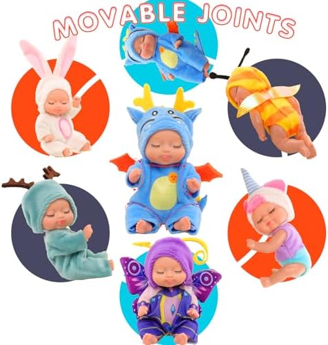 4 Inch Mini Baby Dolls 6pcs Set Realistic Reborn Toys
