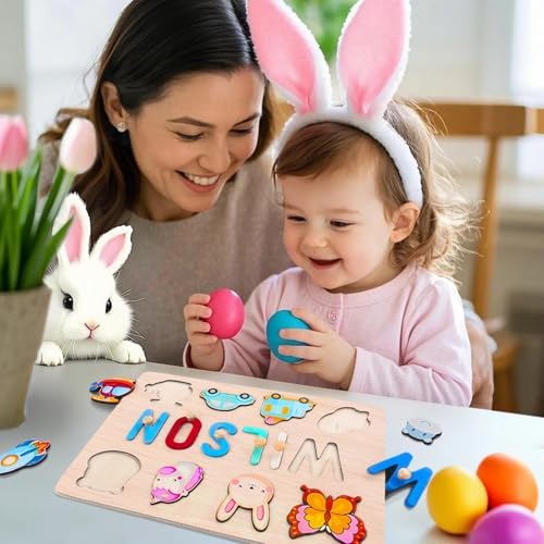 Personalized Wooden Name Puzzle for Kids 1 Year Old Boy Girl