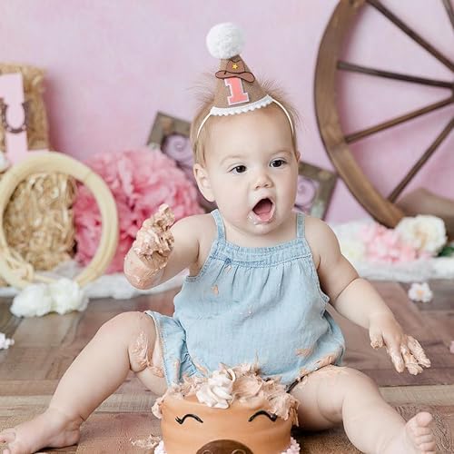 TERJIO Cowboy Cone First Birthday Hat - Western Party Prop 1