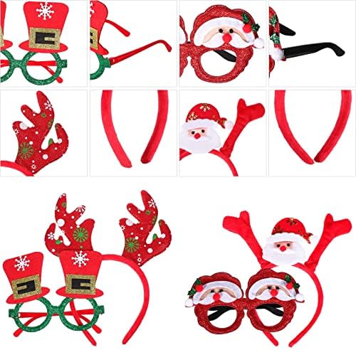FRCOLOR Christmas Headbands and Glasses Frame Set