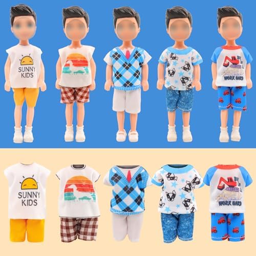 Miunana 12 PCS Boy Doll Clothes 53 Inch 10 Sets Casual Wear