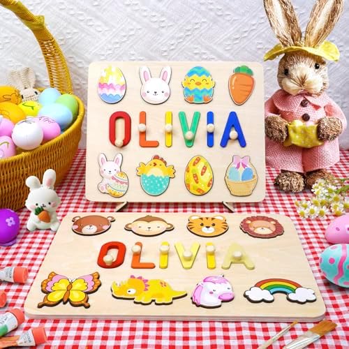 Personalized Name Puzzle for Kids - 1-3 Year Old Wooden Toy