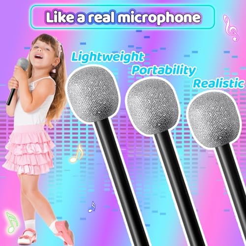6PCS Glittered Plastic Microphone Props for Kids