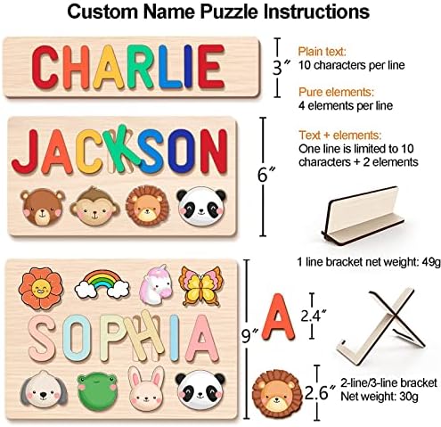 Personalized Wooden Name Puzzle for Kids 1 Year Old Boy Girl