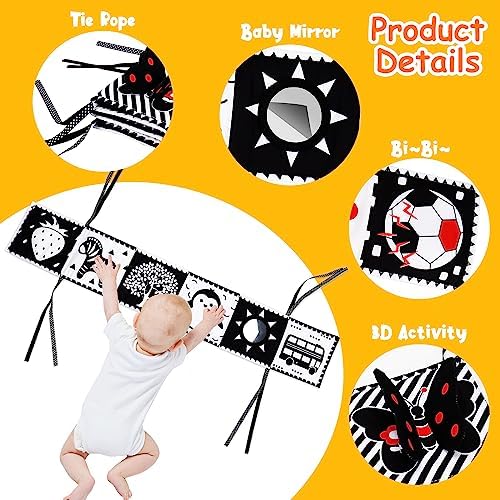 Thremhoo 4PCS High Contrast Baby Toys 0-6 Months